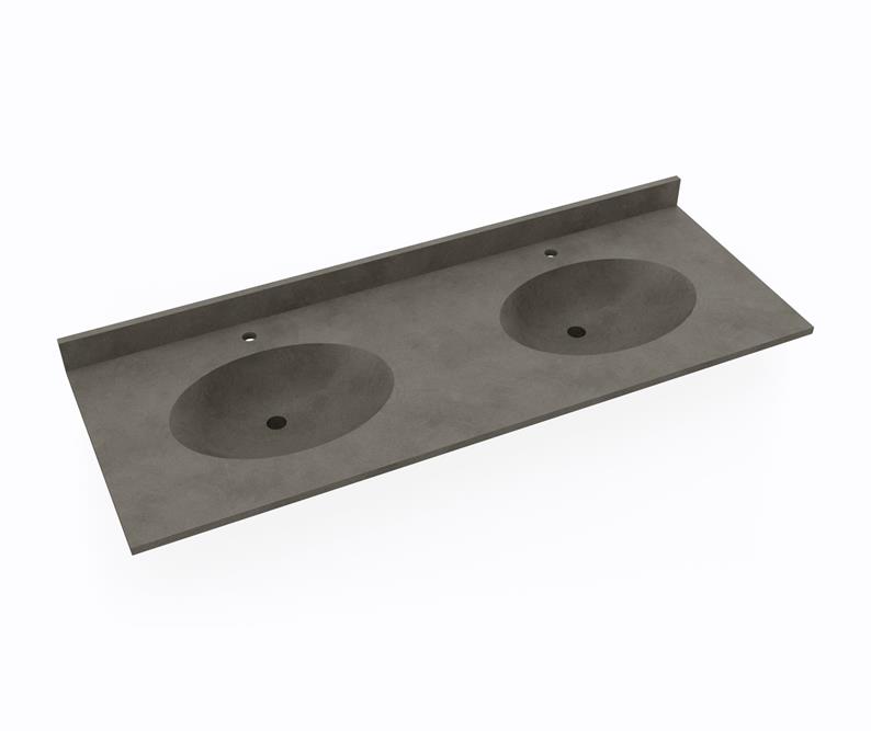 Chesapeake 61x22-1/2" Double Bowl Vanity Top in Charcoal Gray